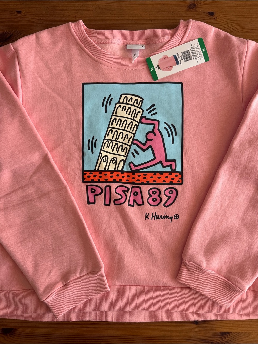 Keith Haring Pink “Pisa 89” Graphic Sweatshirt Pullover